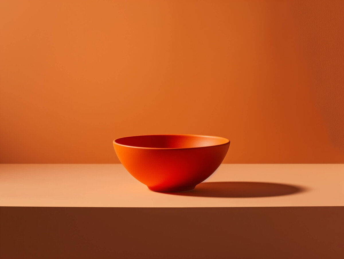 Elegant Red-Orange Bowl on Smooth Surface 092124