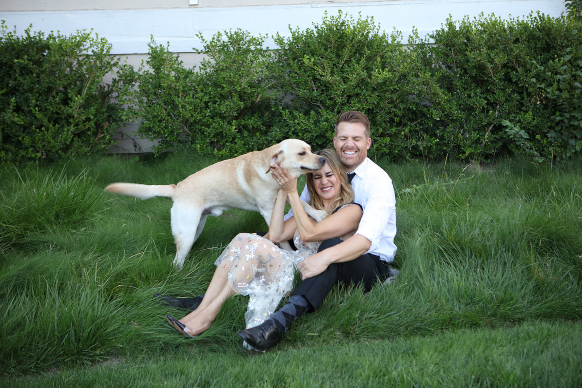 Engagement photo session in menlo parl, young couple with dog