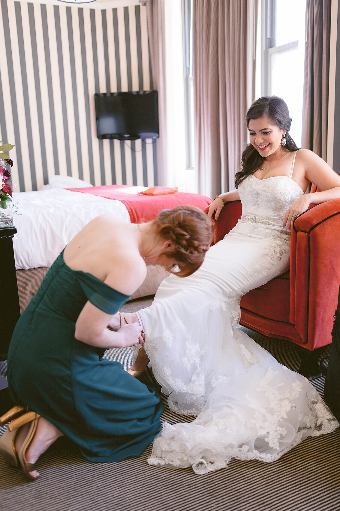 Getting ready for wedding at the Citizen Hotel in Sacramento