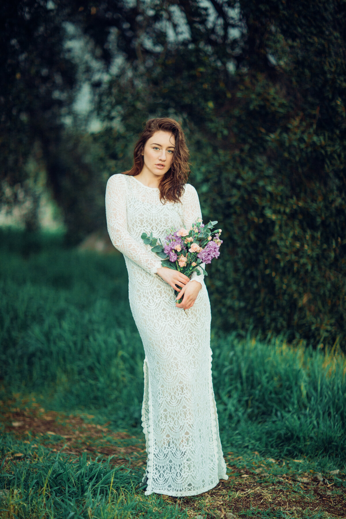 Portrait Photo Of Young Woman Holding Flowers Los Angeles