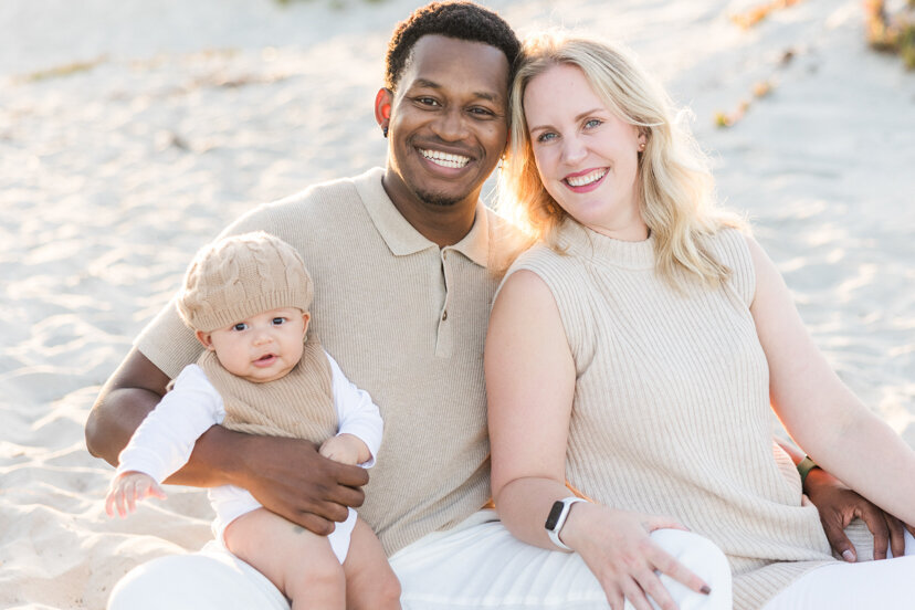 family-sitting-on-Coronado-beach