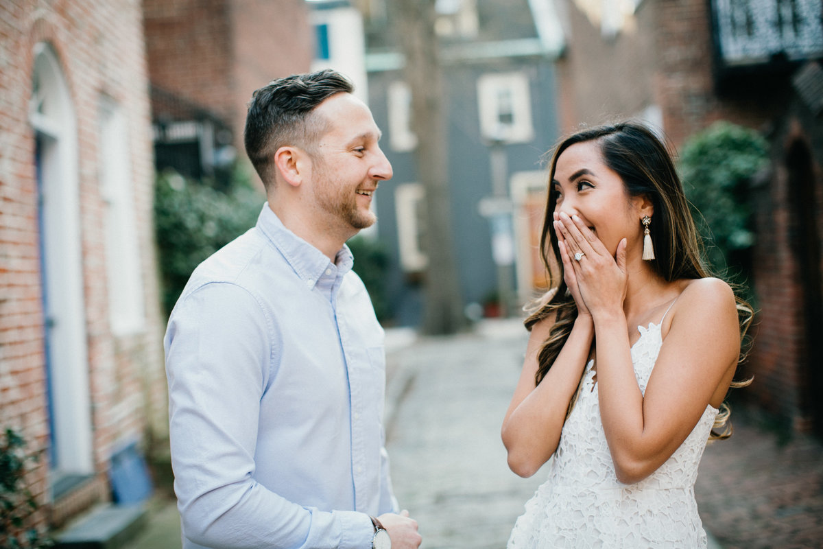 Old City, Philadelphia engagement session photographed by Sweetwater Portraits.
