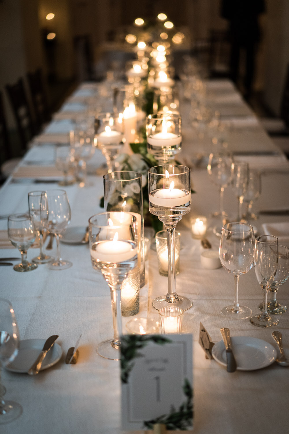 Seated dinner table setup at Latrobe's