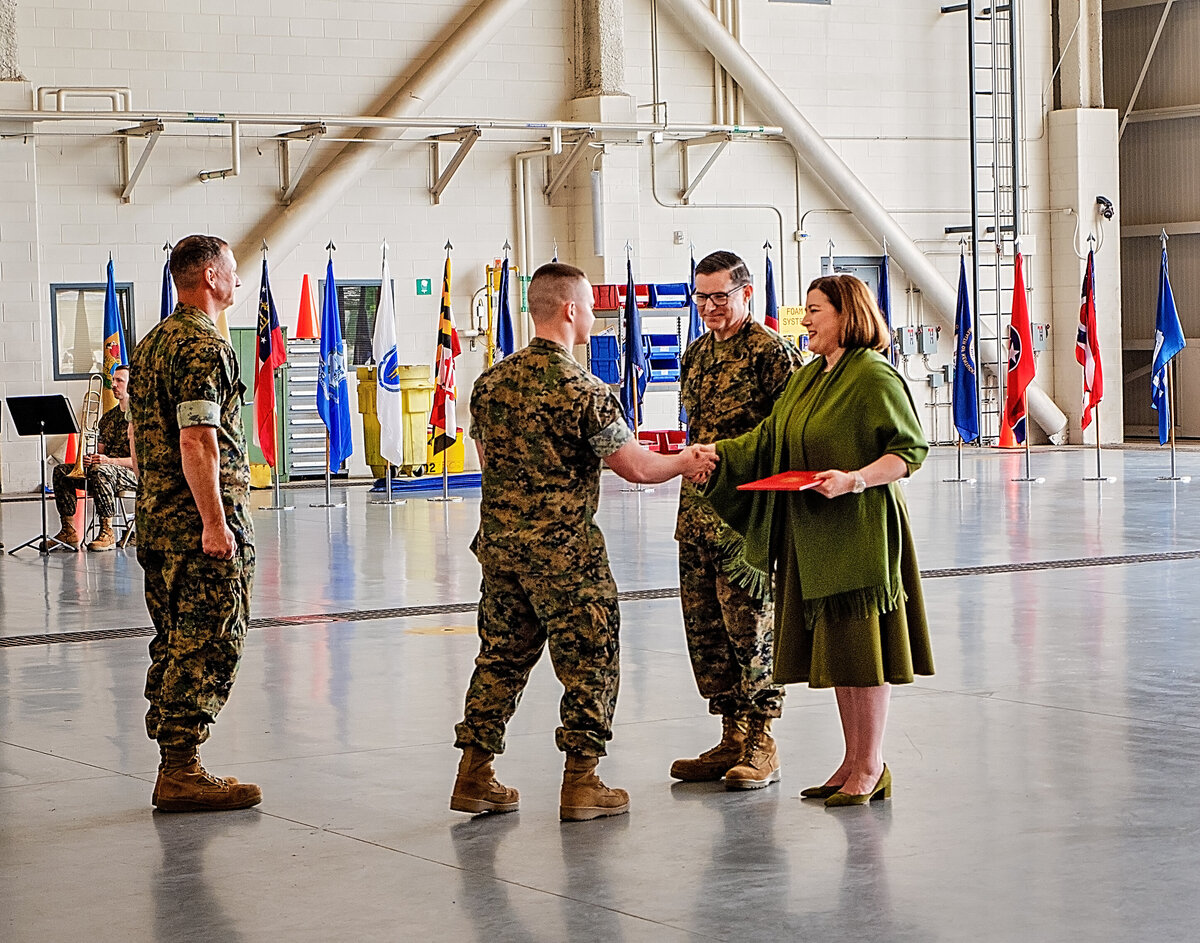 Marine Corps retirement in hanger