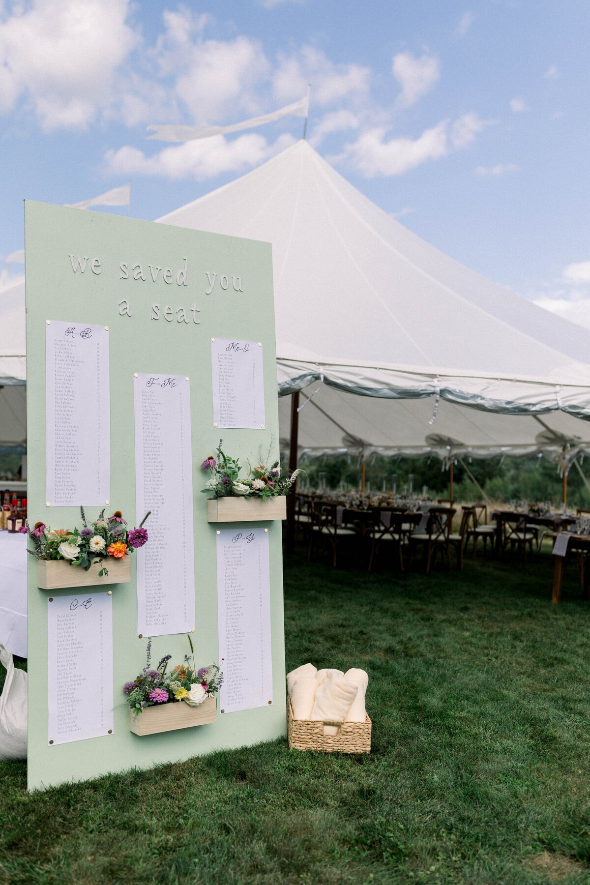 wedding board with table numbers