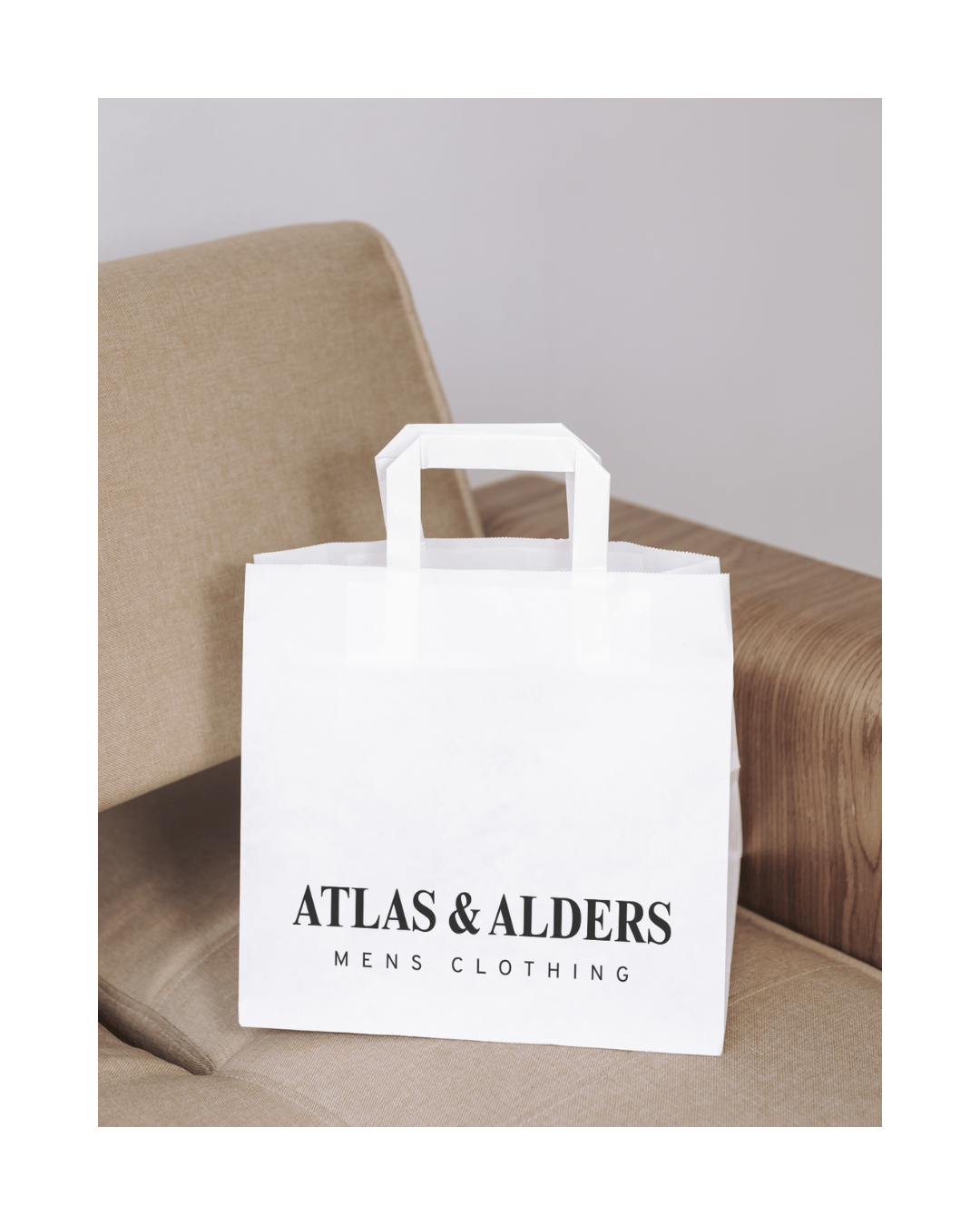 ATLAS & ALDERS MENS CLOTHING BRAND SHOPPING BAG - ERIKA MARAM DESIGN STUDIO