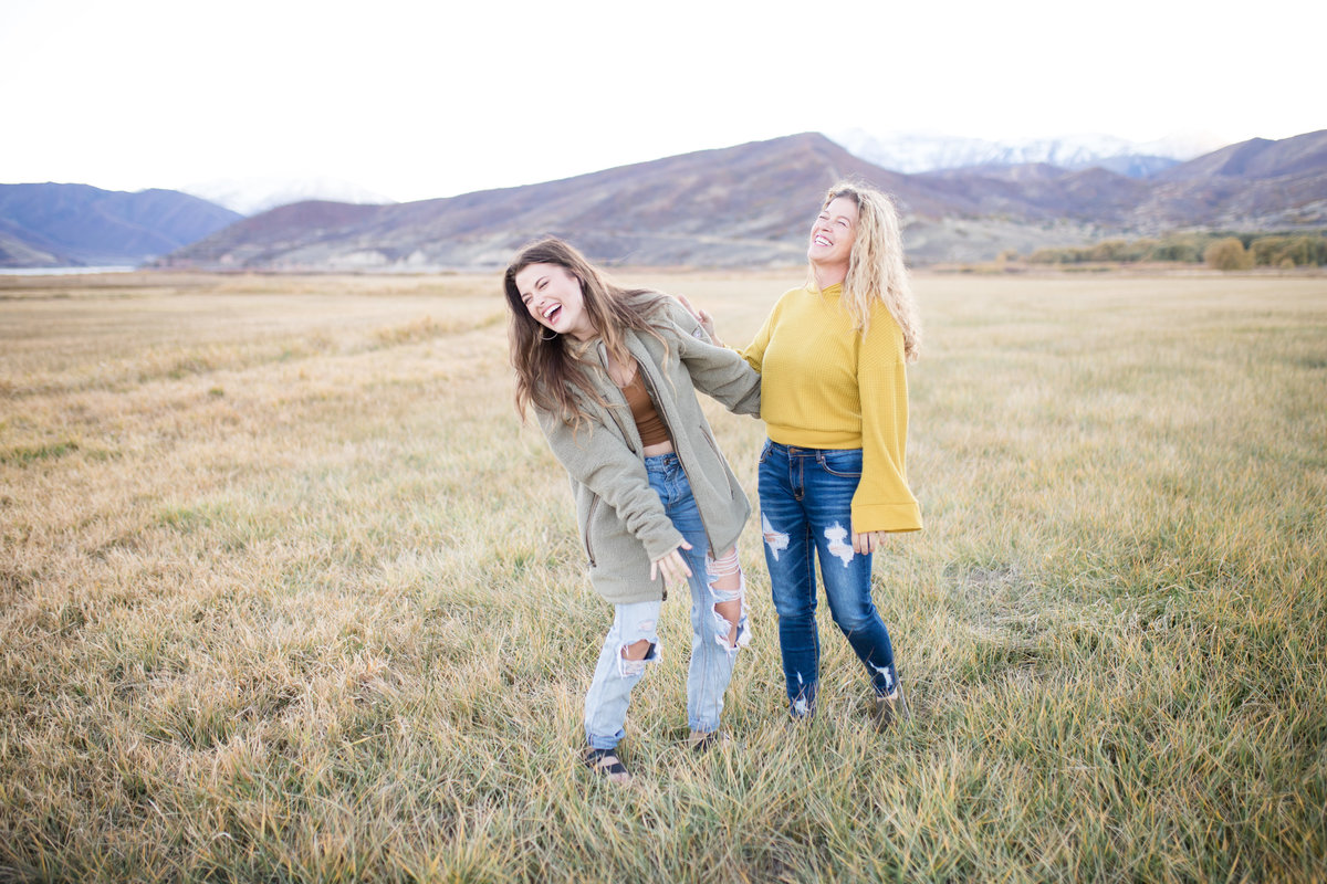 mother and daughter during a senior photography session up provo canyon