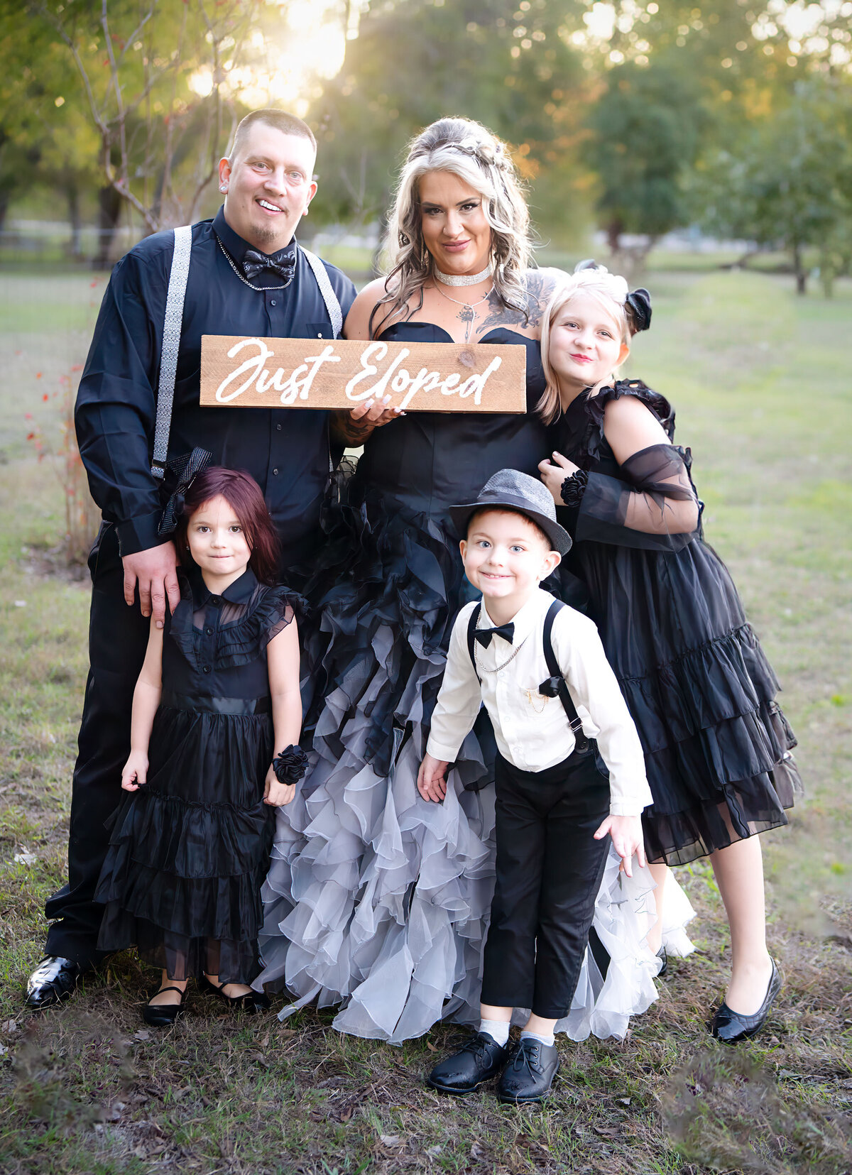 Family Wedding portrait outside ceremony at The Forever Farm