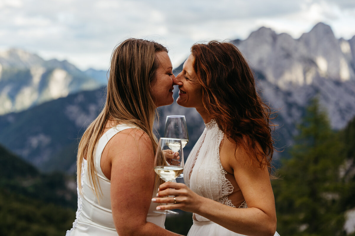 Romantic couple mountain elopement Slovenia