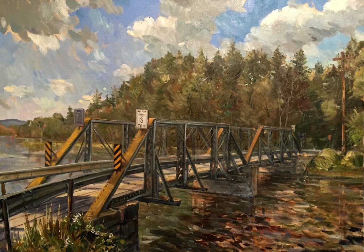 Schroon River Bridge, Adirondack Mountains, NY 32X46 ooc 7,500