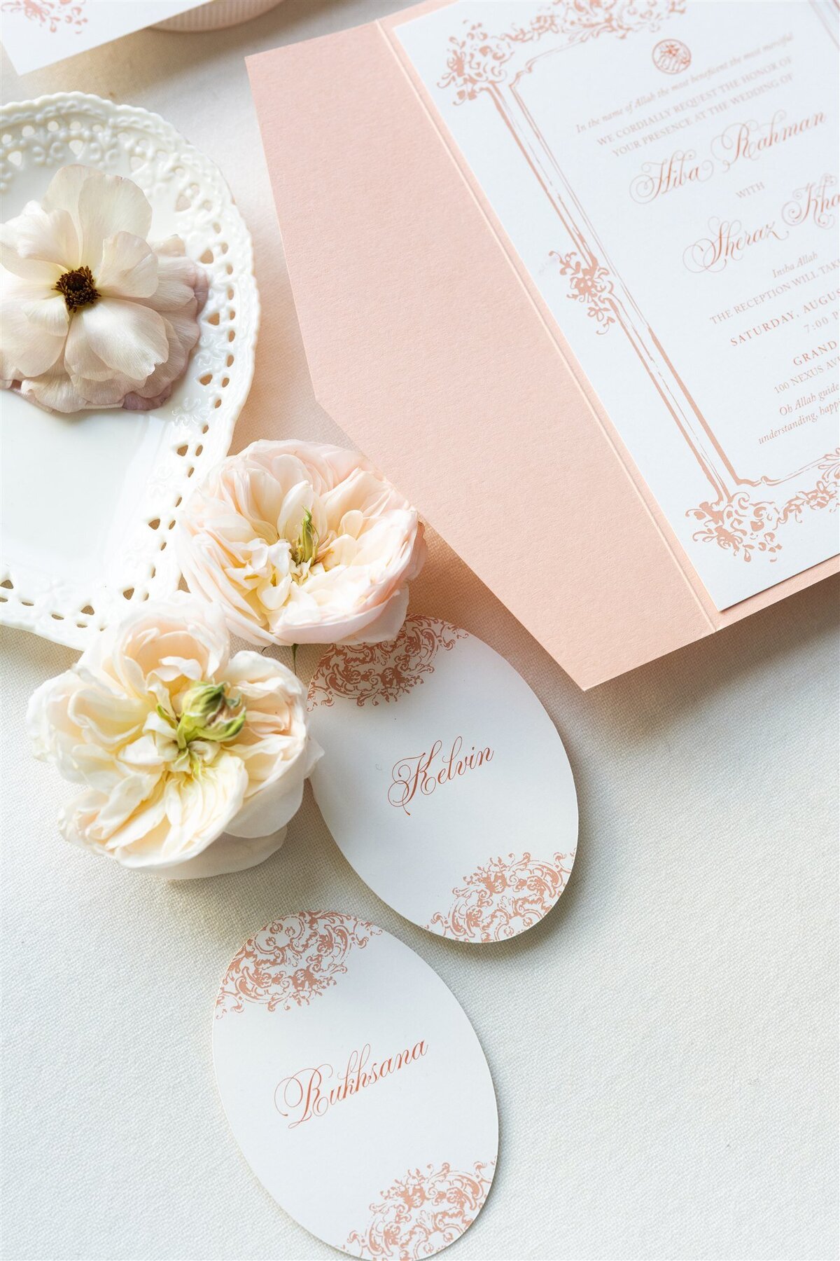 Peach Pocket-fold Wedding Invitation 10