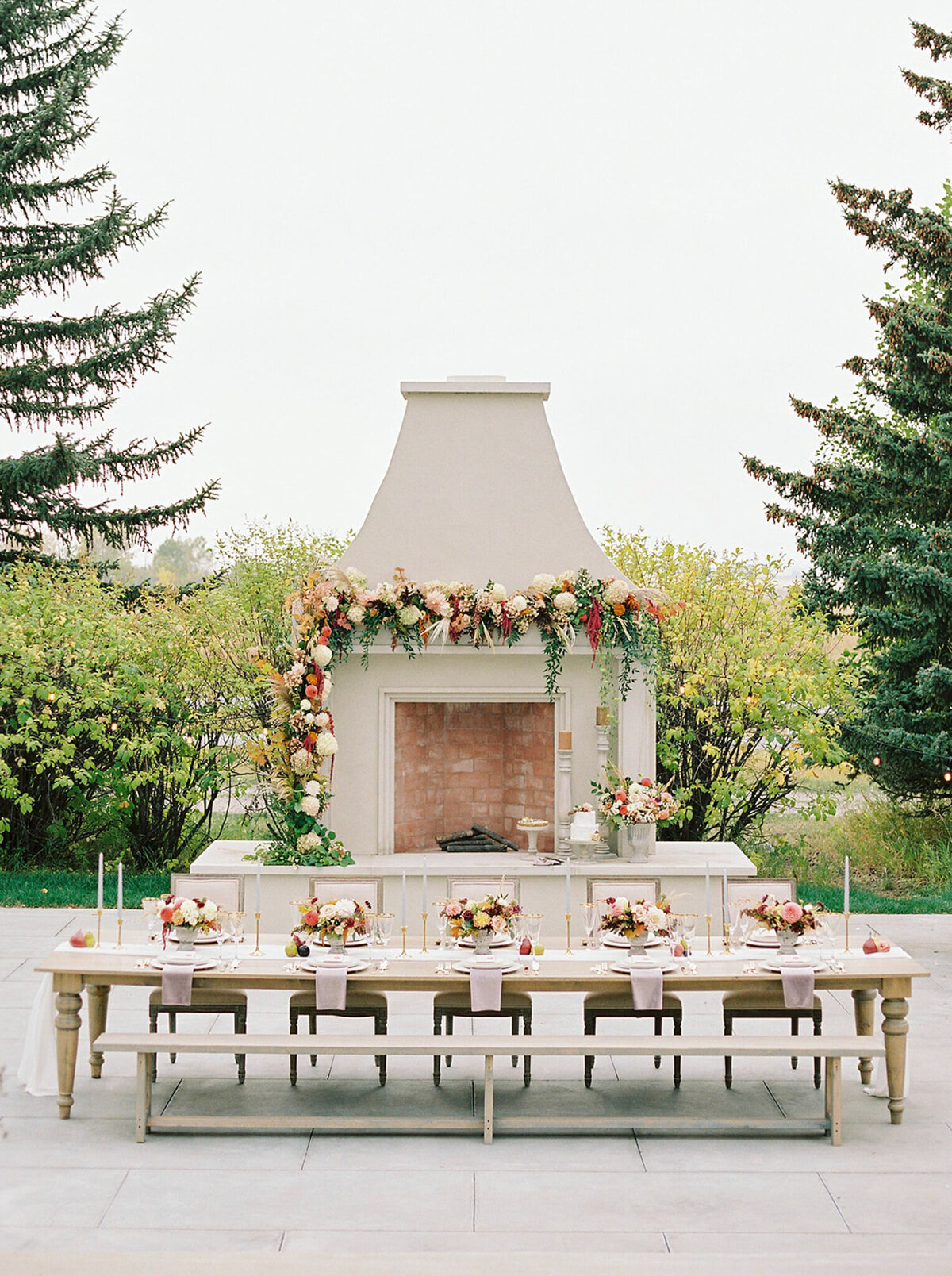Gorgeous tuscan inspired reception decor featuring florals by Flowers By Janie, artful Calgary, Alberta wedding florist, featured on the Brontë Bride Vendor Guide.