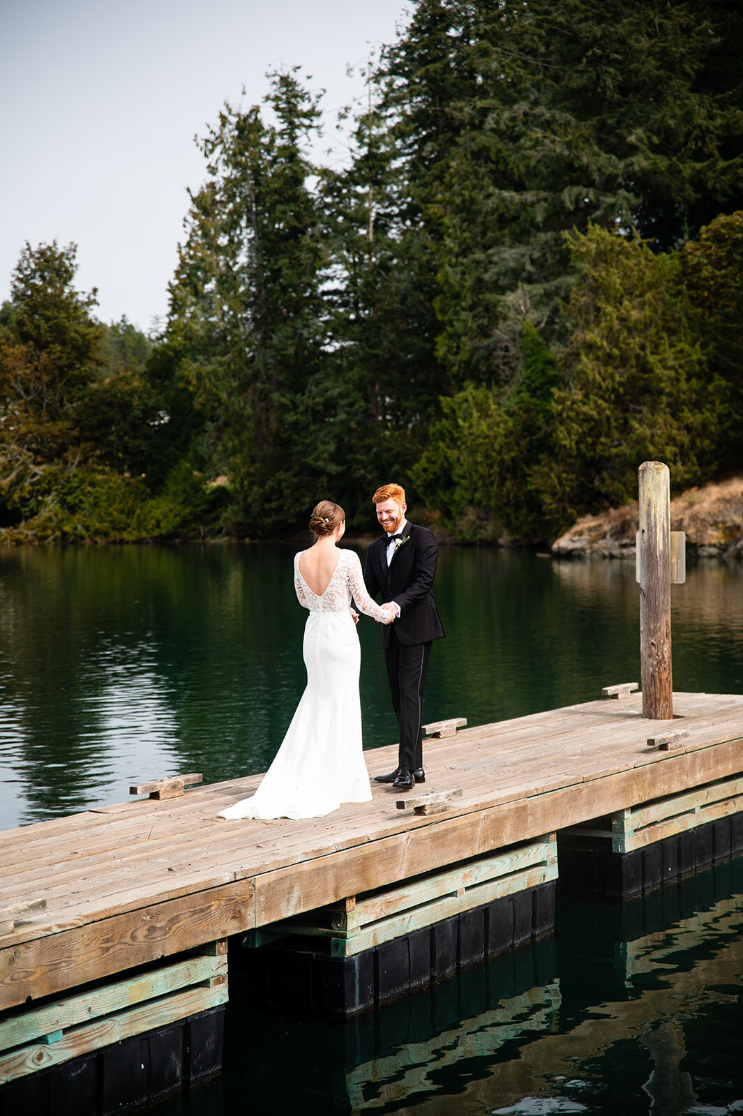 Roche Harbor Resort Wedding first look on dock