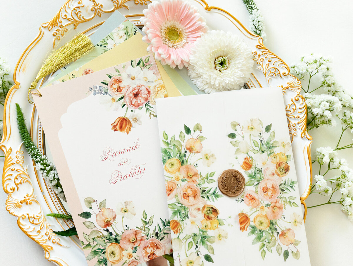 G Designers Summer Florals Sikh Wedding Invite 5