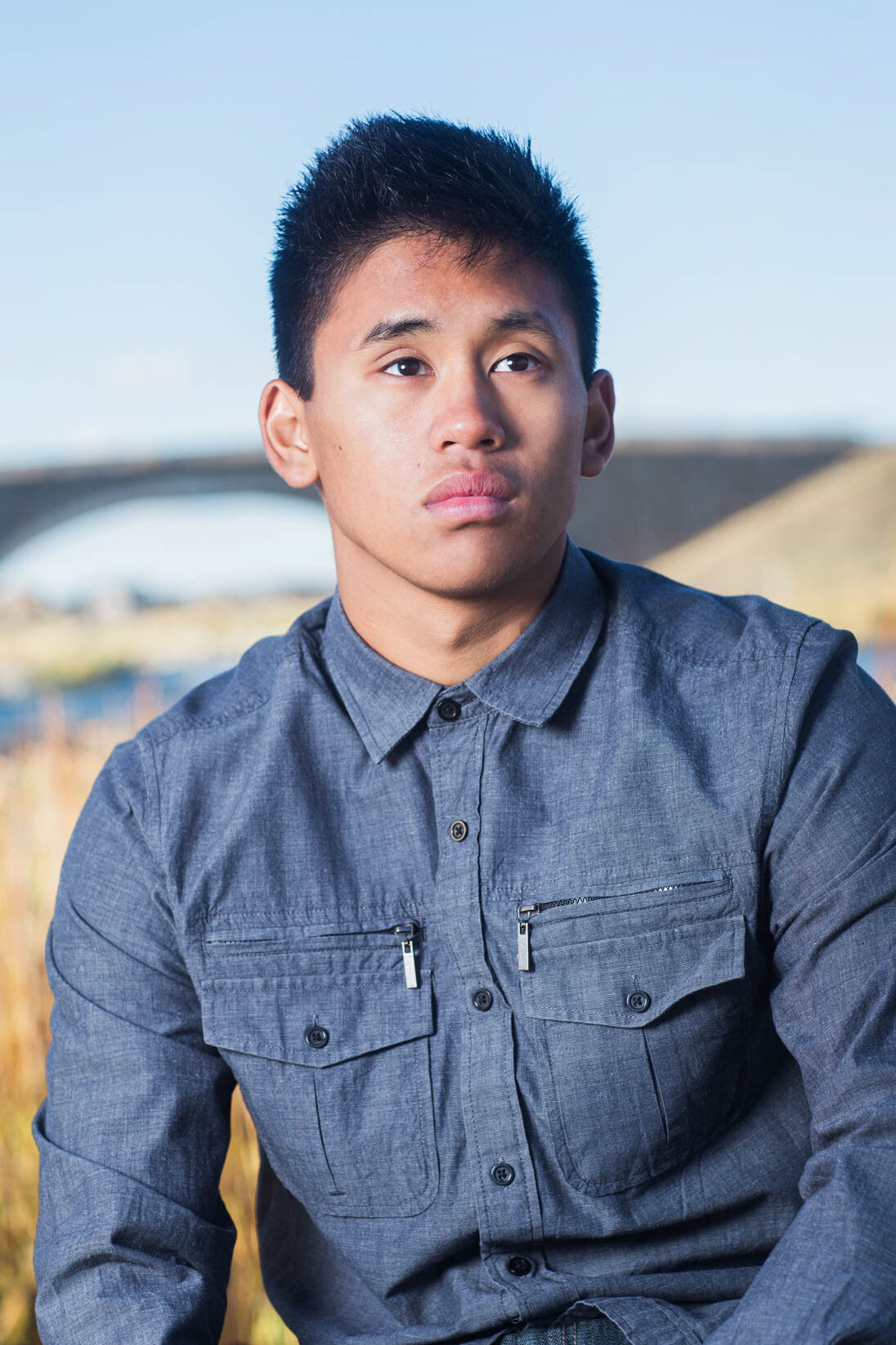 Portrait of senior boy posing in South Jordan, Utah.