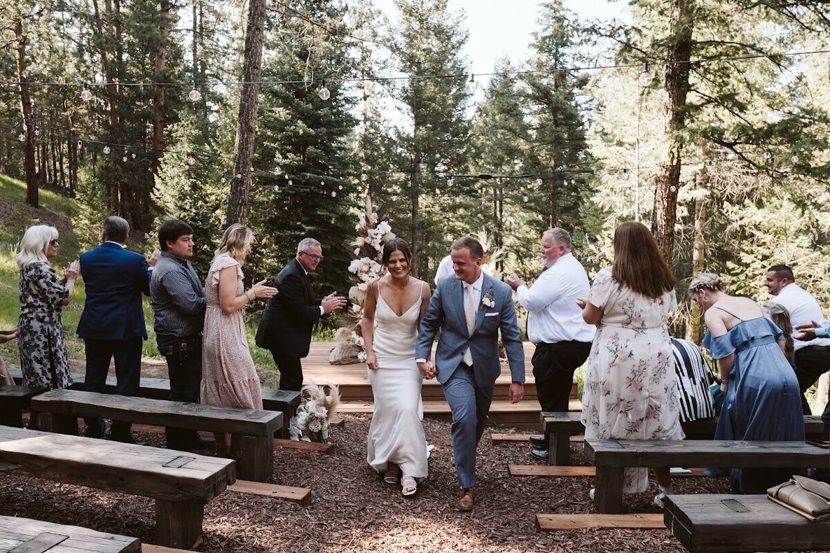 Colorado forest wedding venue exit