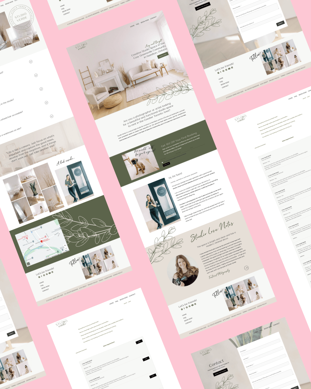 A simple and sleek photography studio website, designed by Emily, a brand and web designer for women.
