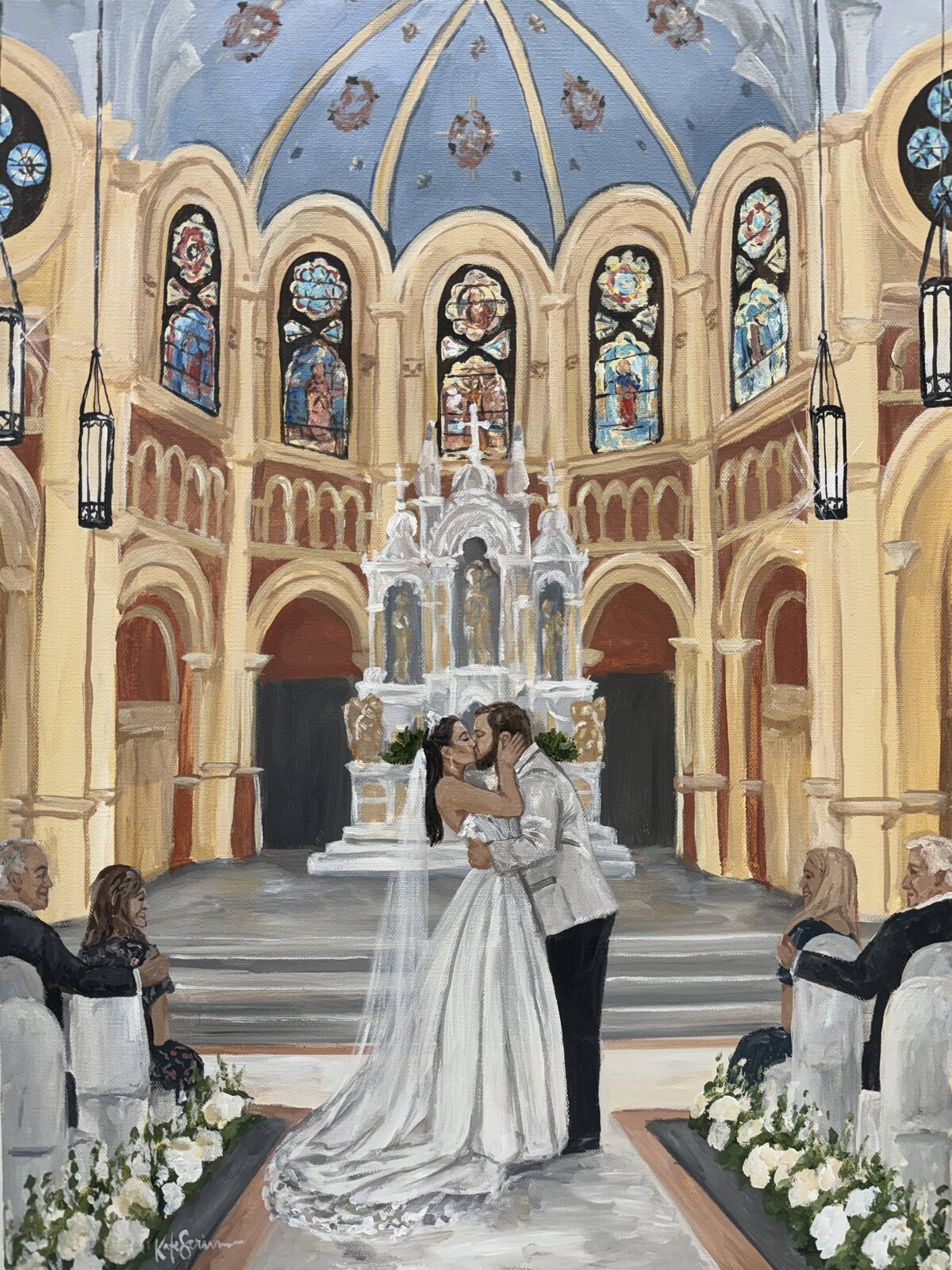 bride and groom married in church