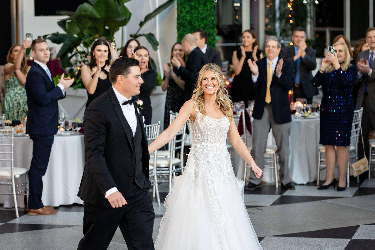 married couple being introduced on their wedding reception at wintergarden ppg