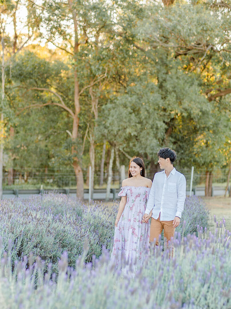 Engagement photoshoot at lavender field Brisbane