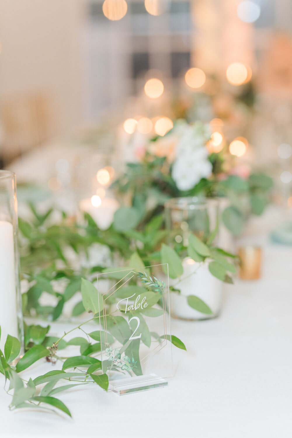 Table designed with greenery and candles