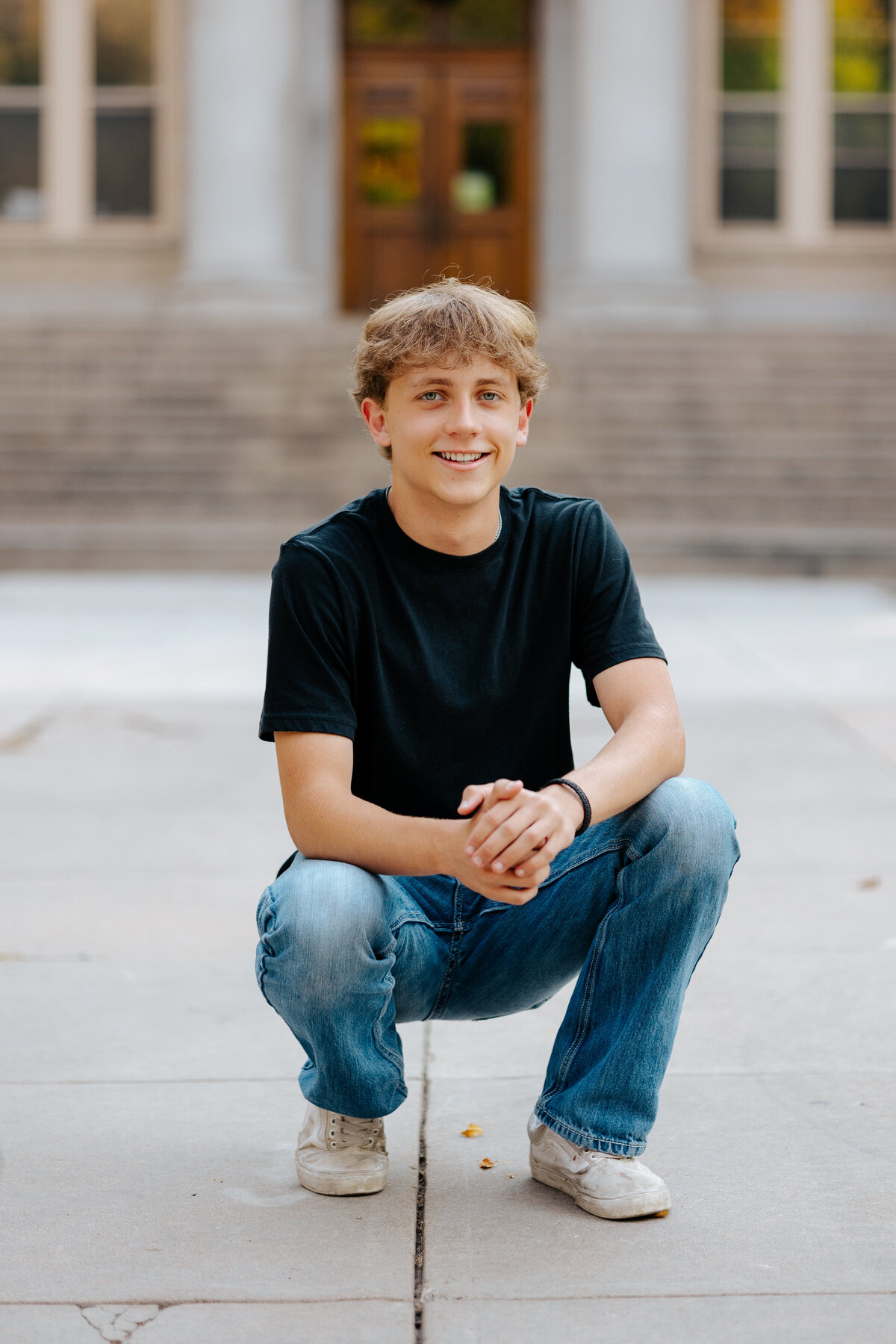 An Eaton High School senior poses for a photo during his senior portrait session.
