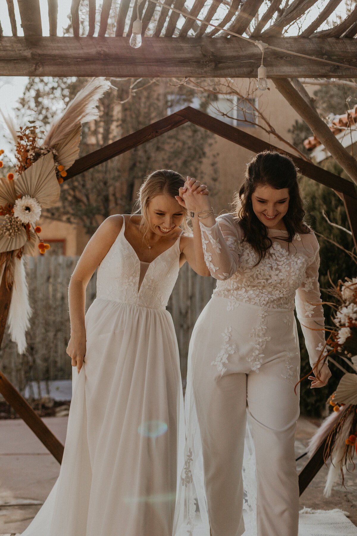 LGBTQ+ intimate ceremony with two brides