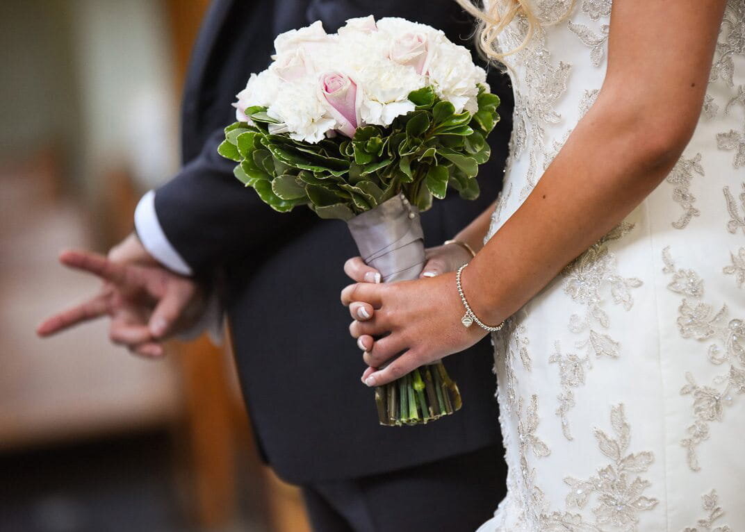Close-Up of Bride Holding Wedding Bouquet