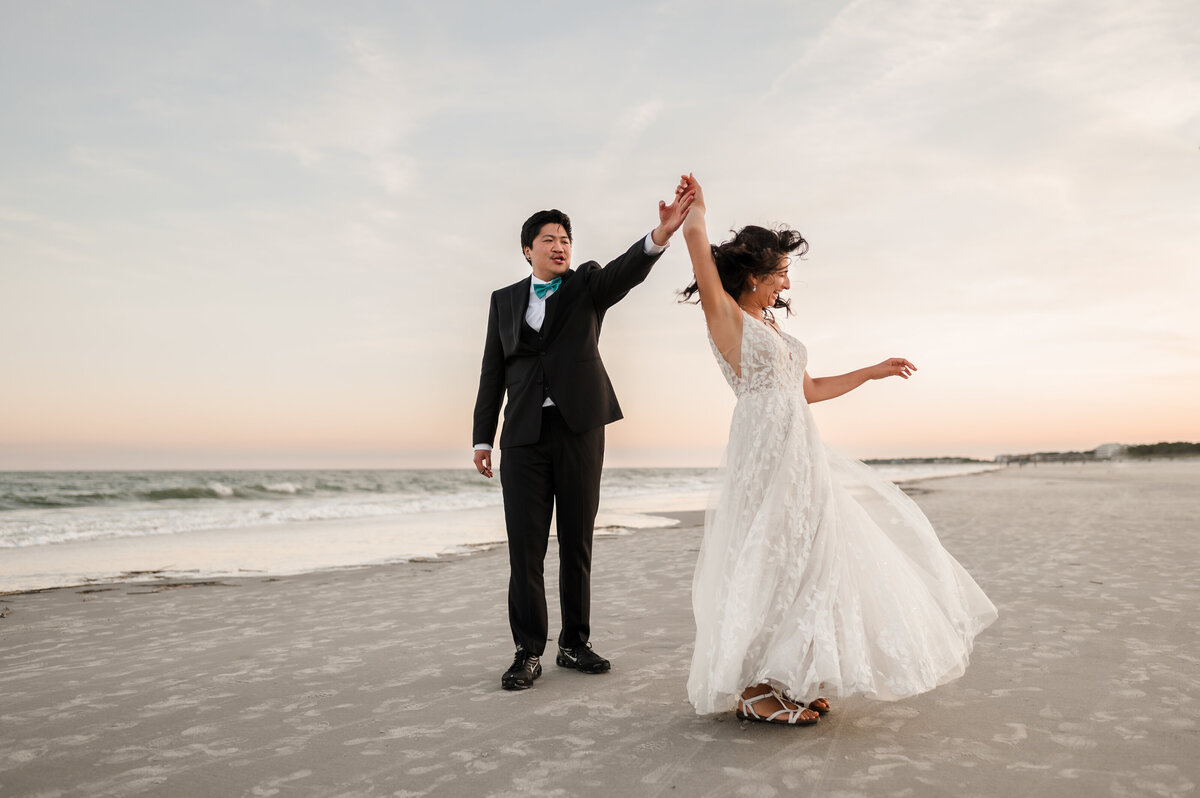 Bride and groom dance on the beach at the Westin Hilton Head South Carolina