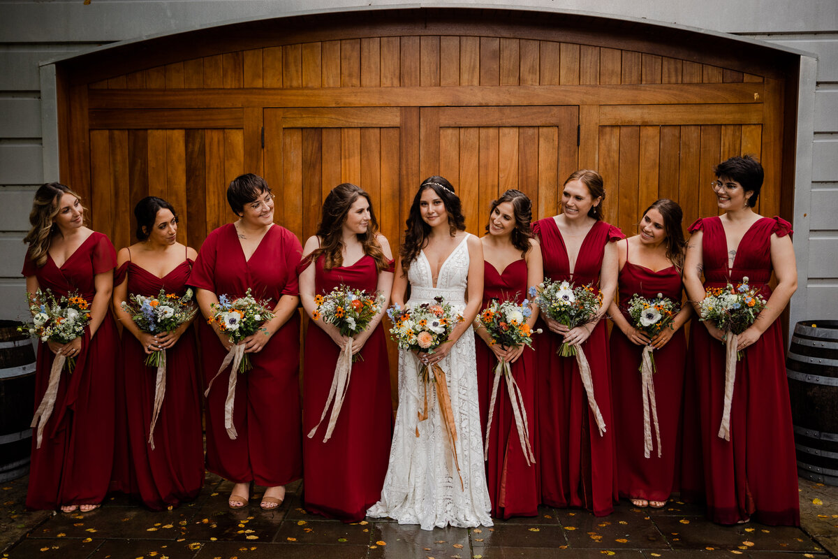 Bridal PArty photograph at Saltwater Farm VIneyard In Stonington Connecticut.