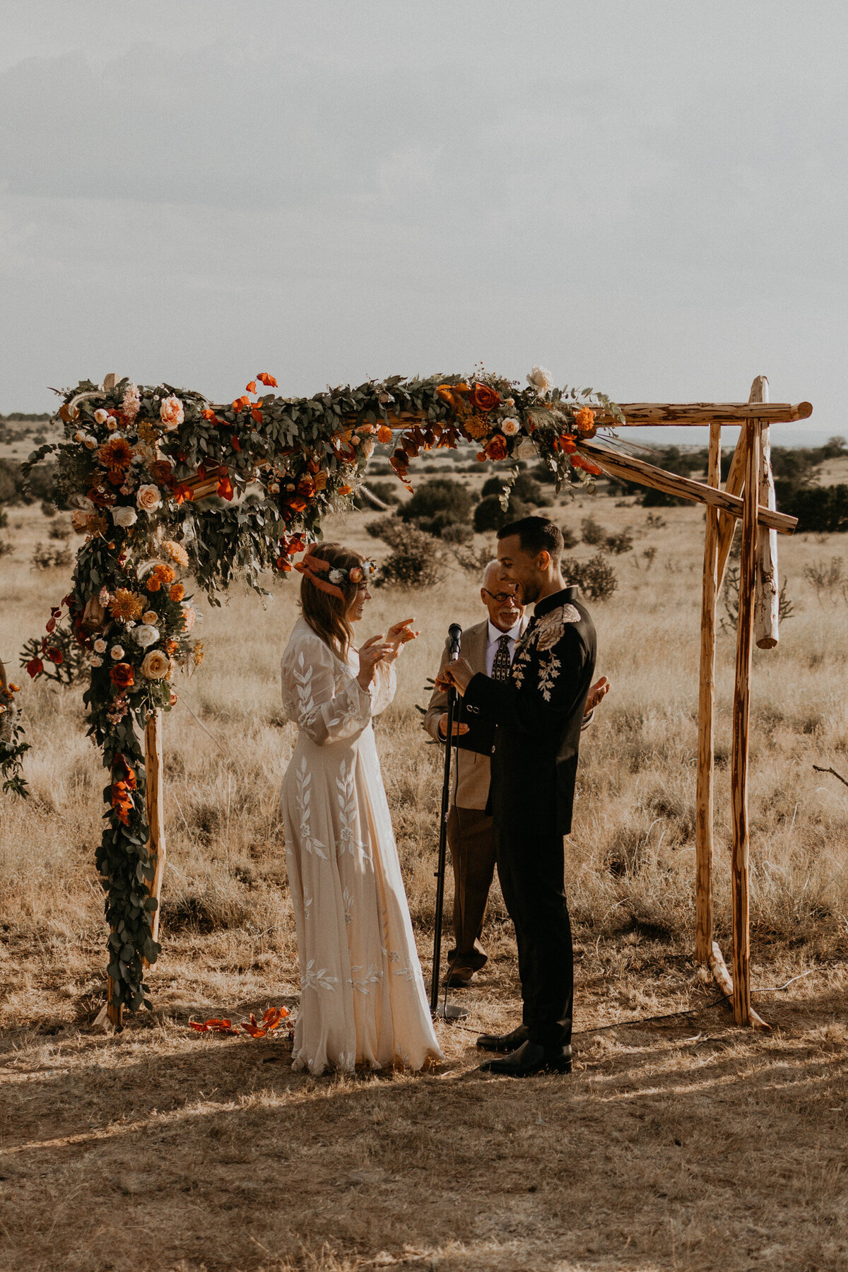 bride adn groom exchanging vows during ceremony