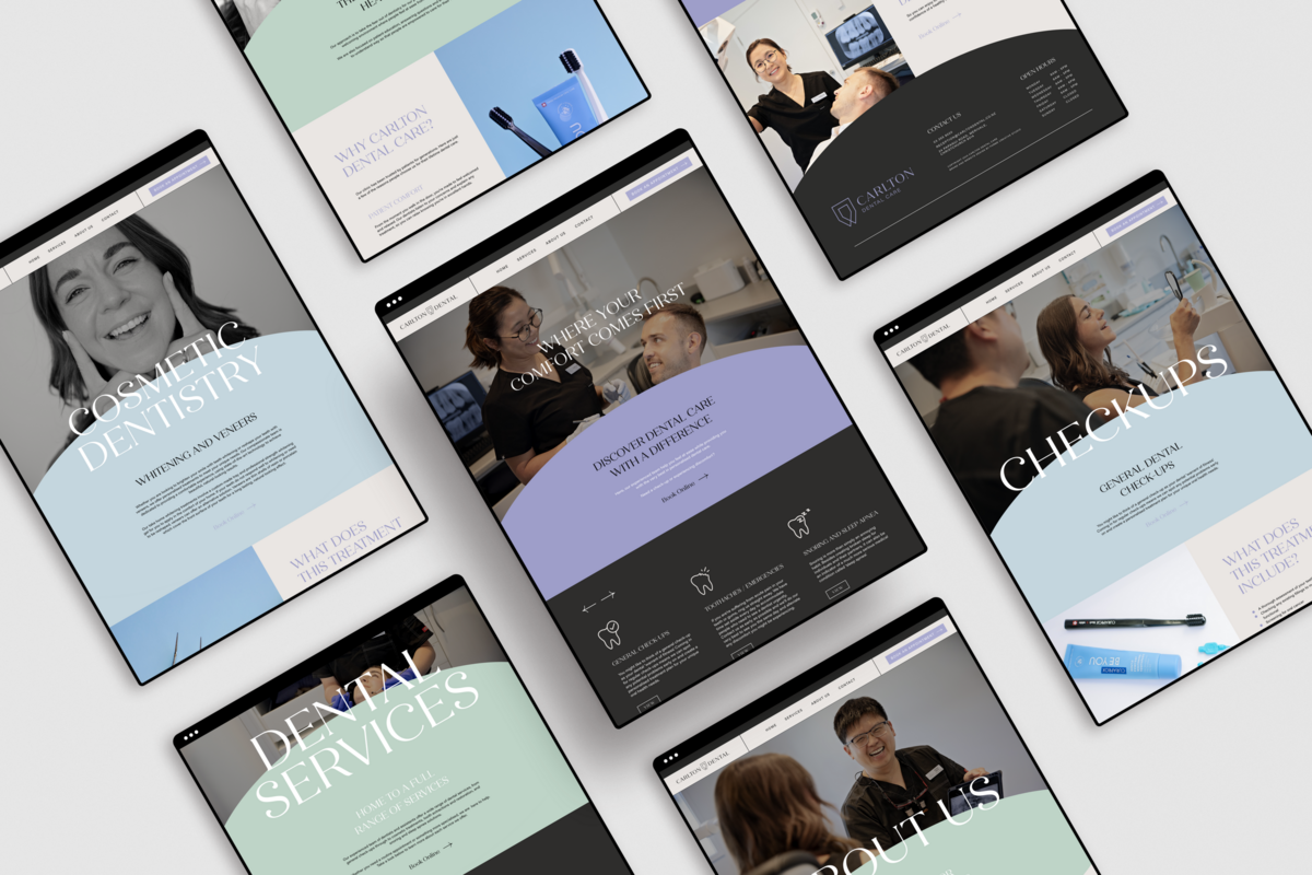 dental clinic website design on tablet