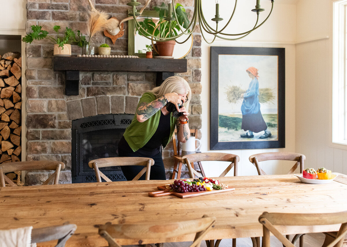 Portland vegan chef takes photographs of her fruit tray. 