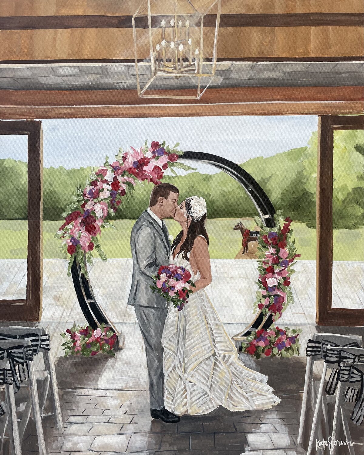 painting of bride and groom