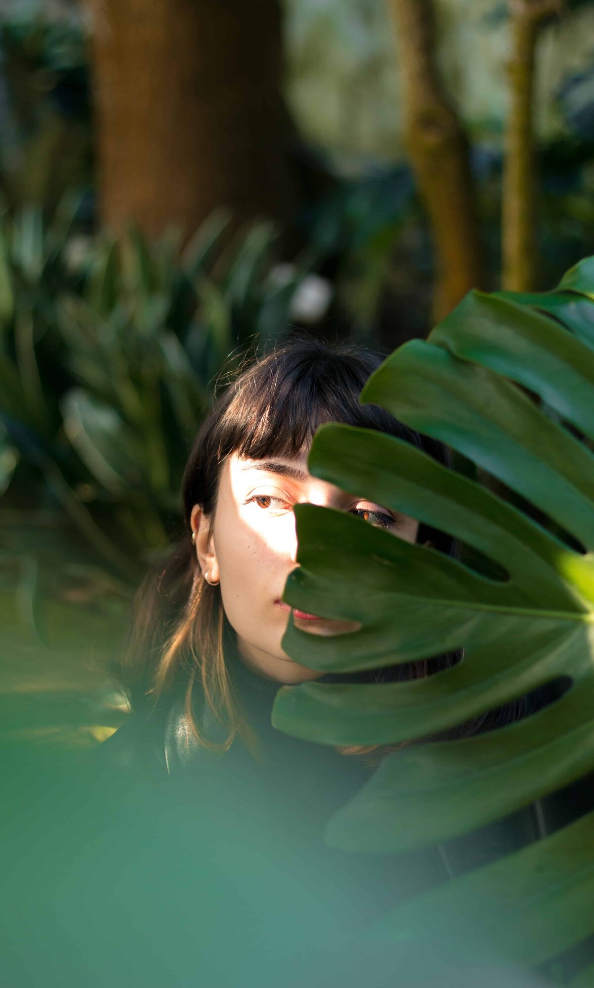 posing with plant