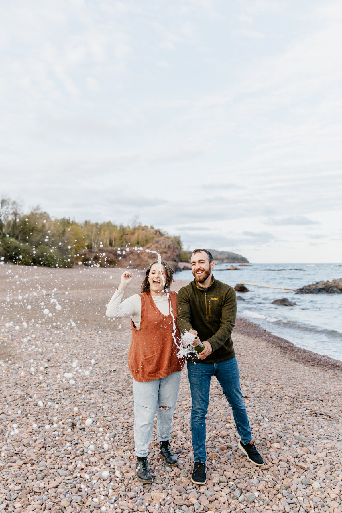 Wedding photography in MN, featuring a couple with breathtaking views of the North Shore landscape