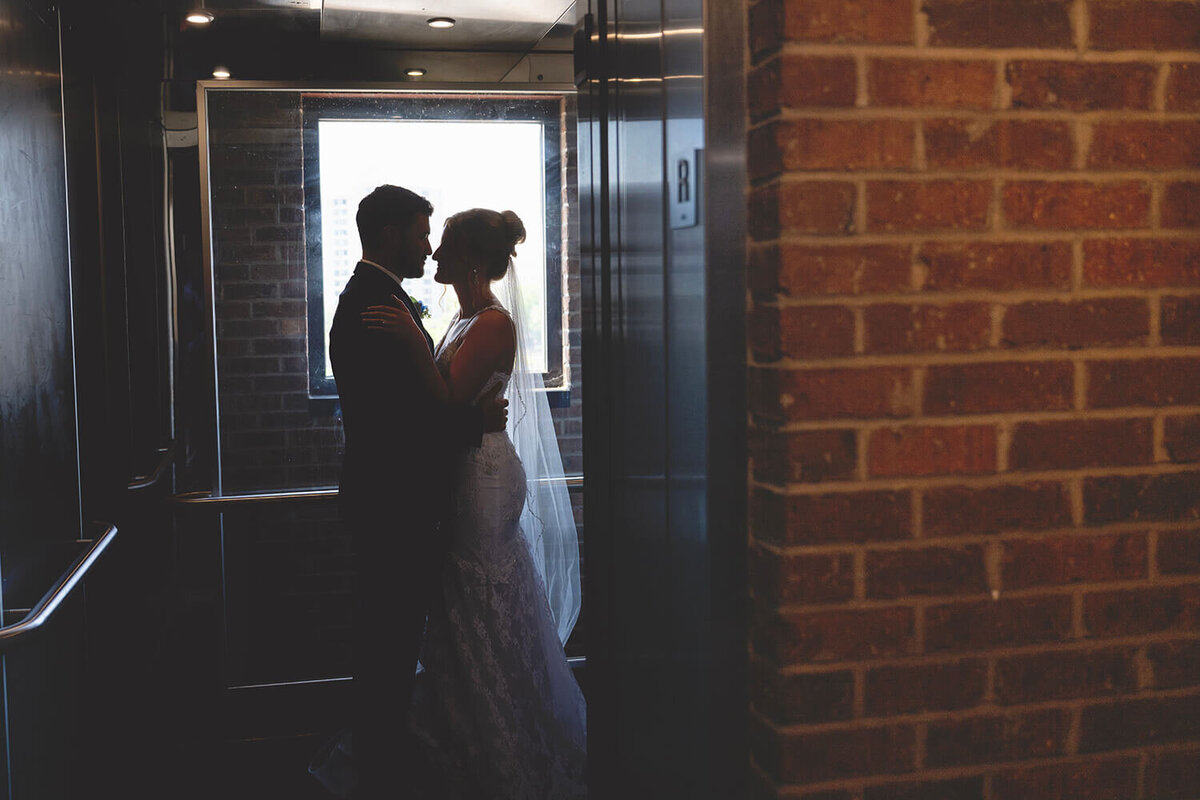 The Standard elevator silhouette Rockford Wedding Photography