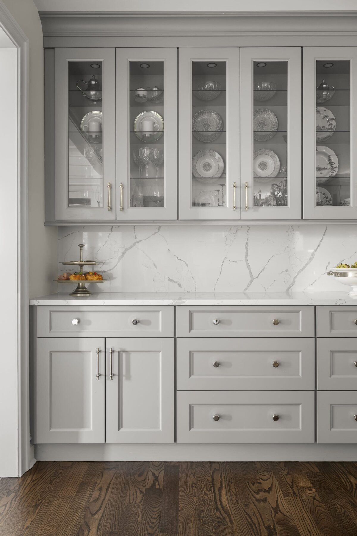 candra lynn interiors ocean port project neutral cabinets with marble backsplash