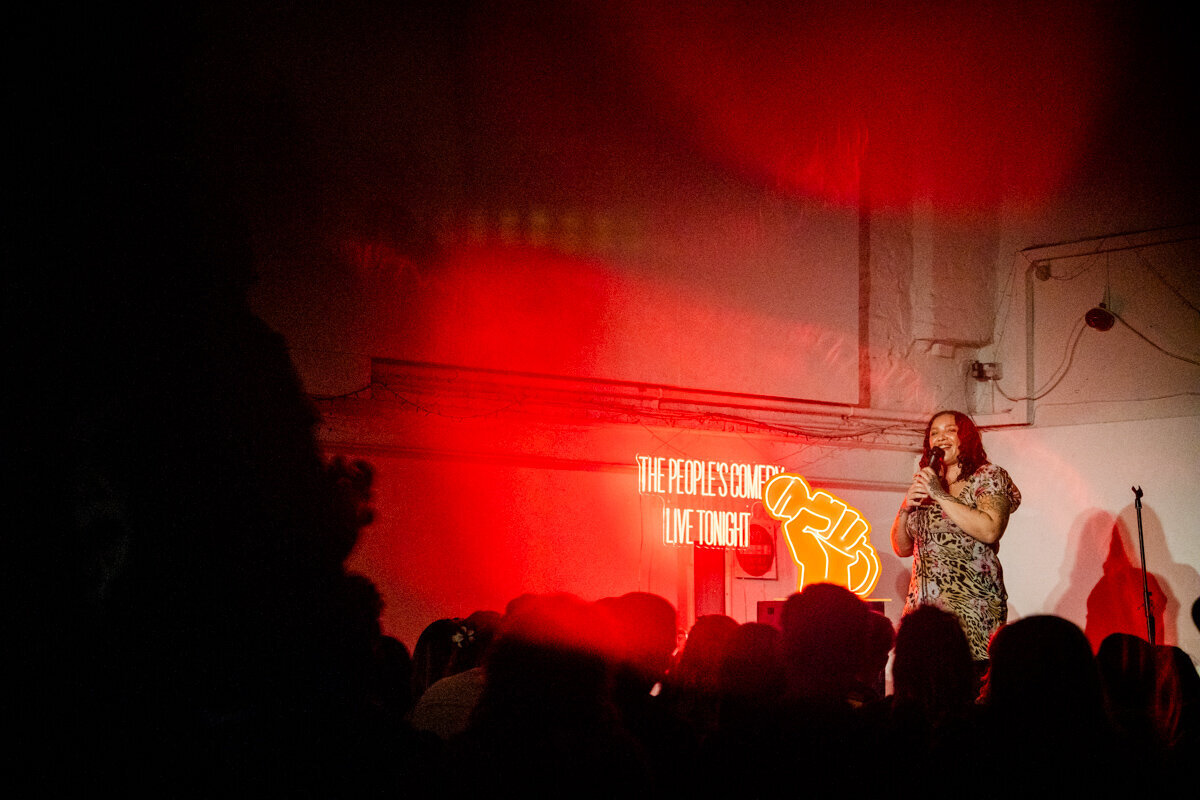 a girl playing Matilda looking off camera during a live performance