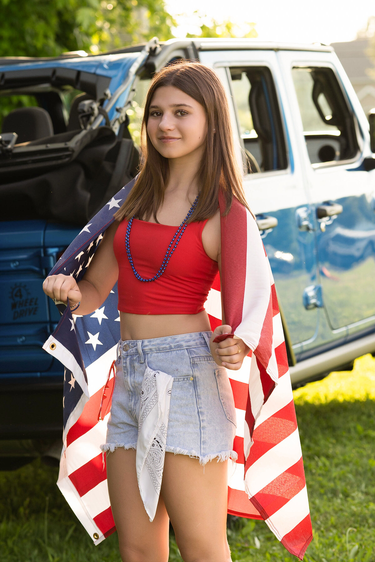 Cleveland-Akron-Senior-Portrait-model-team-jeep-flag