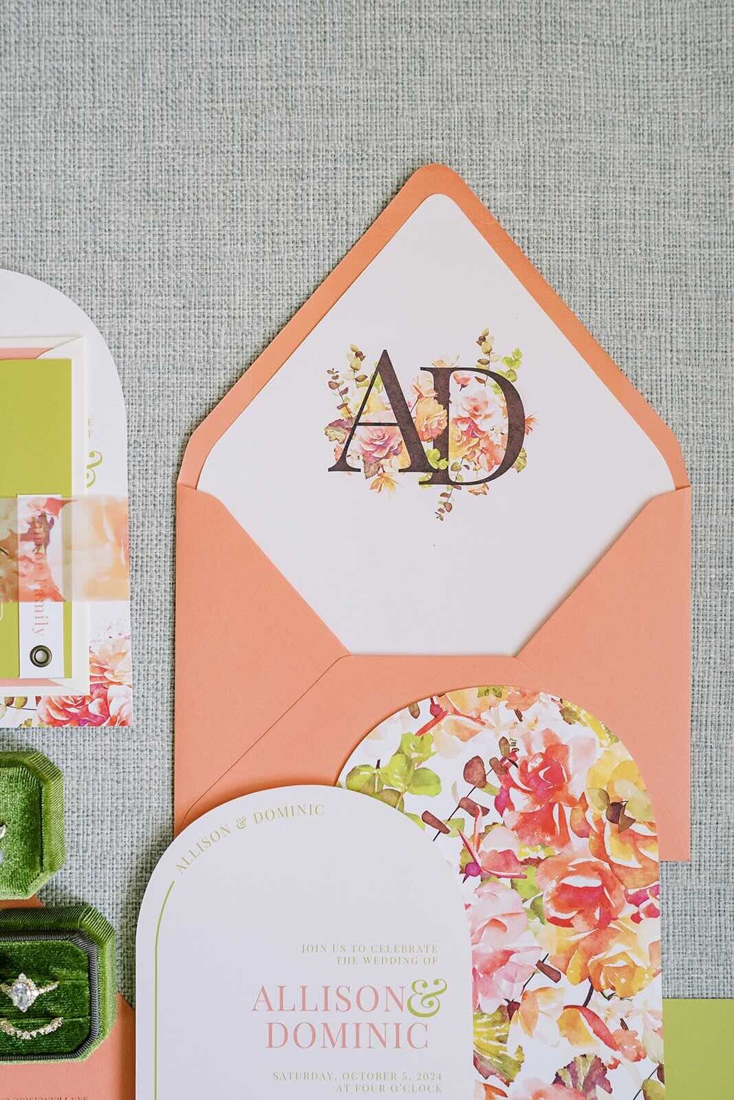 custom-monogram-orange-wedding-invite
