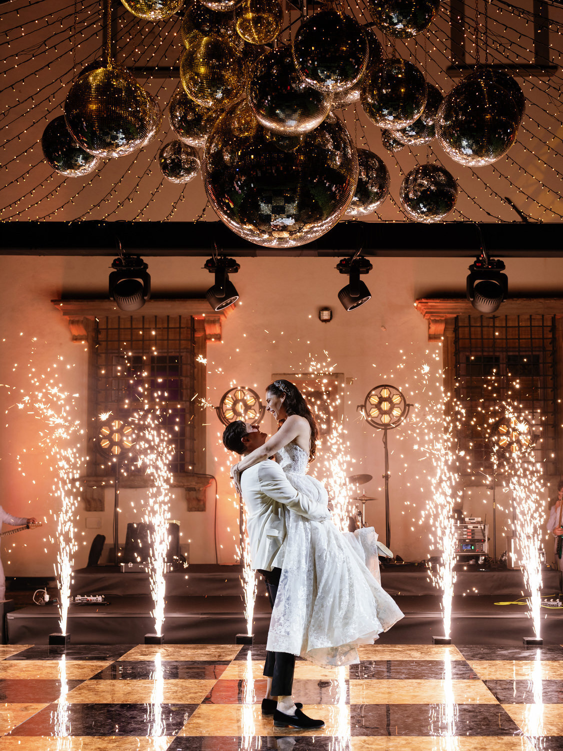 192-Bride-and-Groom-Dancing-Under-Disco-Balls