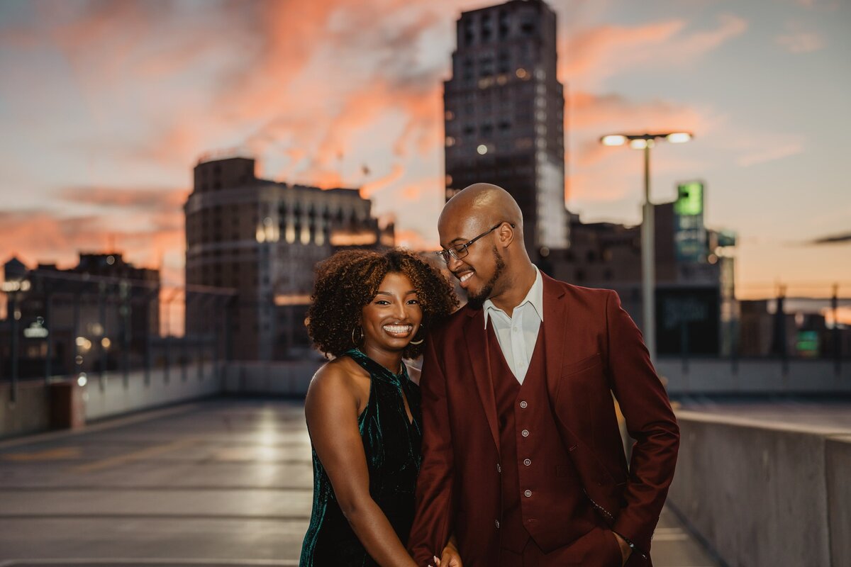 sunset-roof-top-engagement-detroit