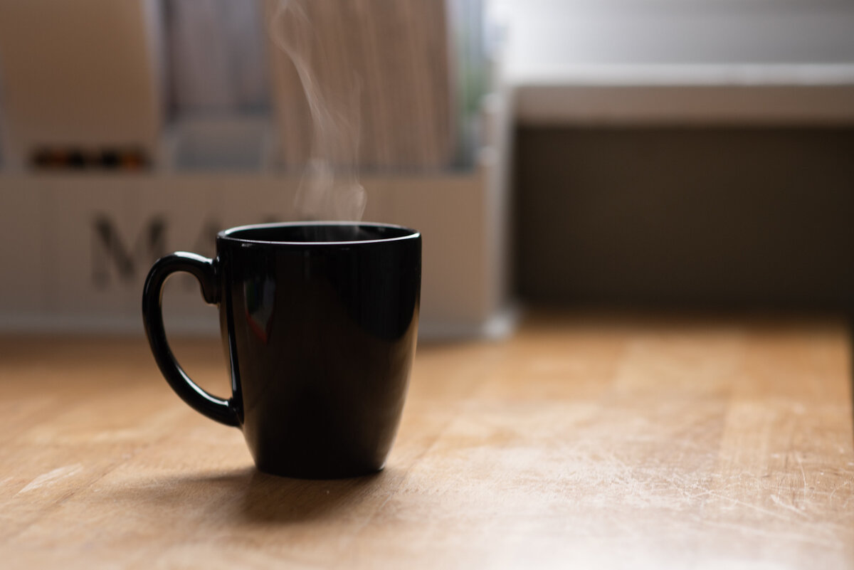 Cup of coffee with visible steam