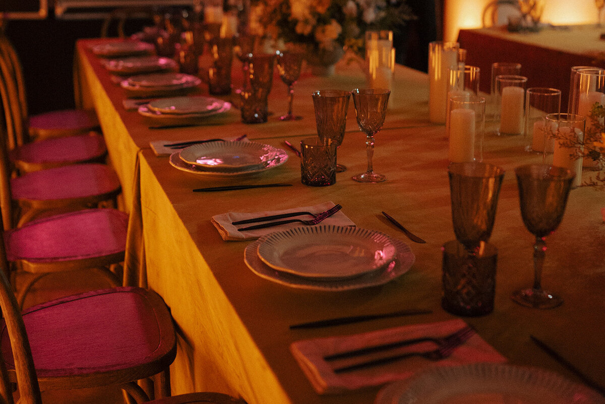  A table set for an indoor vow renewal planned and designed by Perfect Thirds and Co.