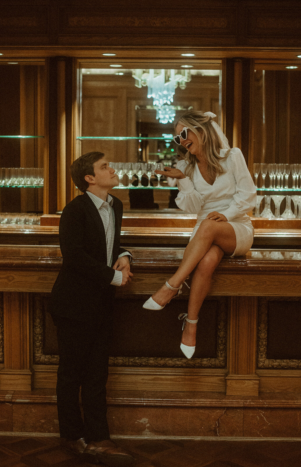 coquet bow and gatsby inspired cocktail engagement photos