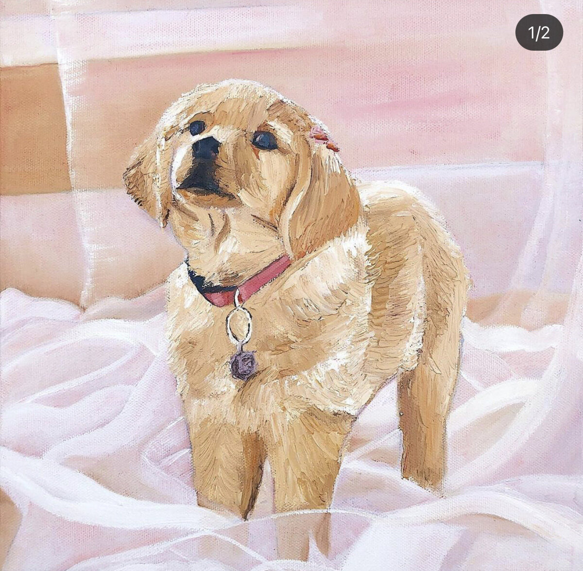 Golden retriever puppy painting