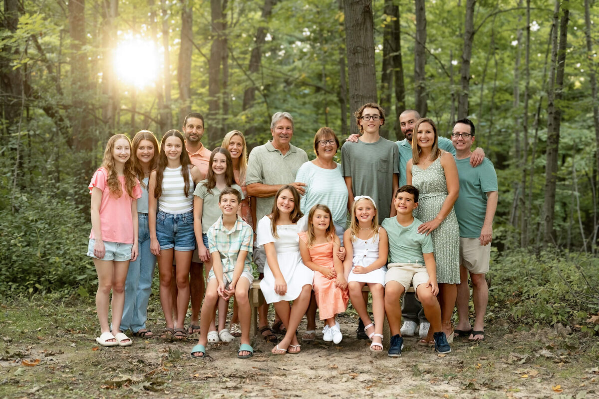 Extended family photo during sunset at Morton Taylor Trailhead