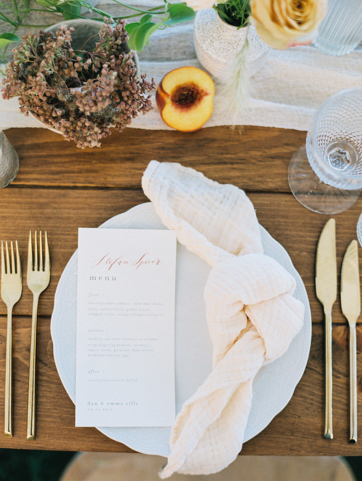 overhead photo of a menu card on a plate