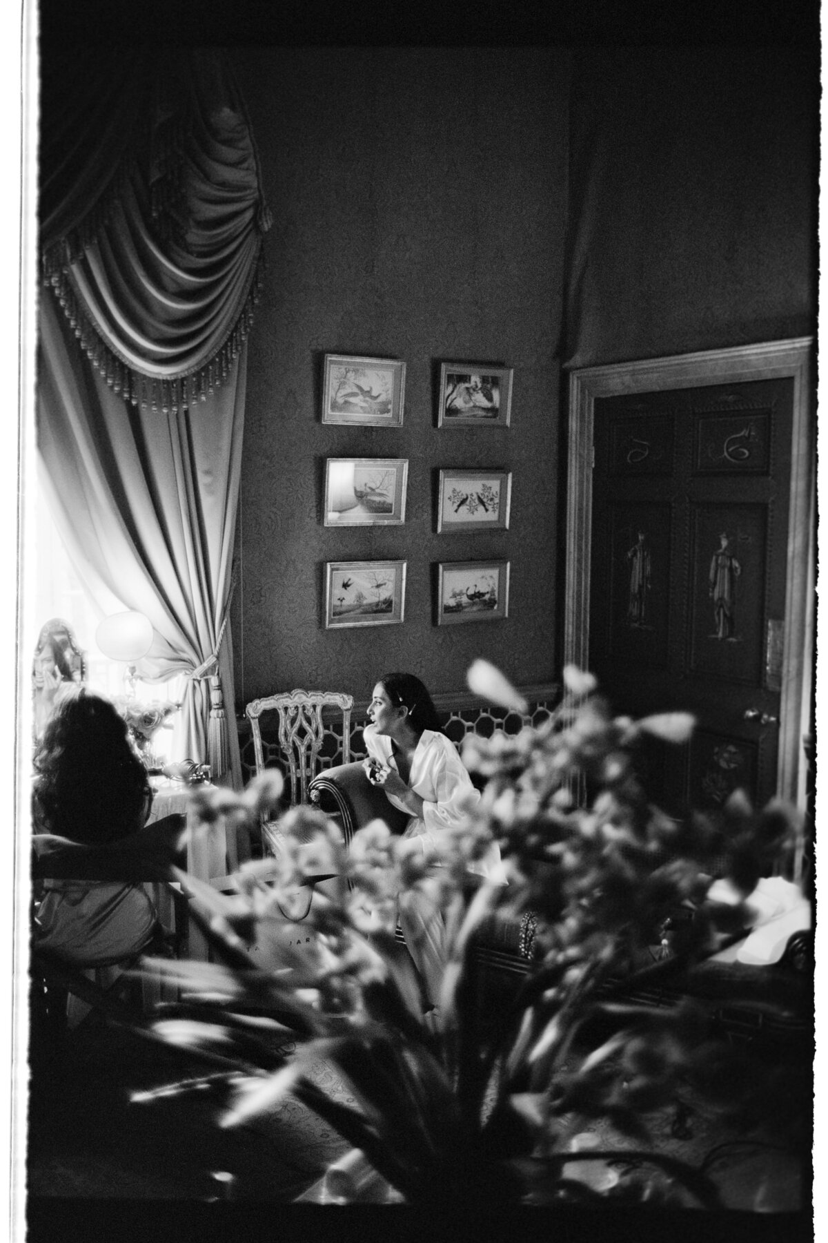 Bridal prep at Sezincote wedding captured on 35mm film